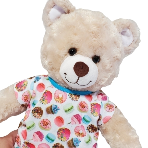 Build A Bear BAB cream plush with Donut shirt & shorts outfit jammies - Picture 2 of 9